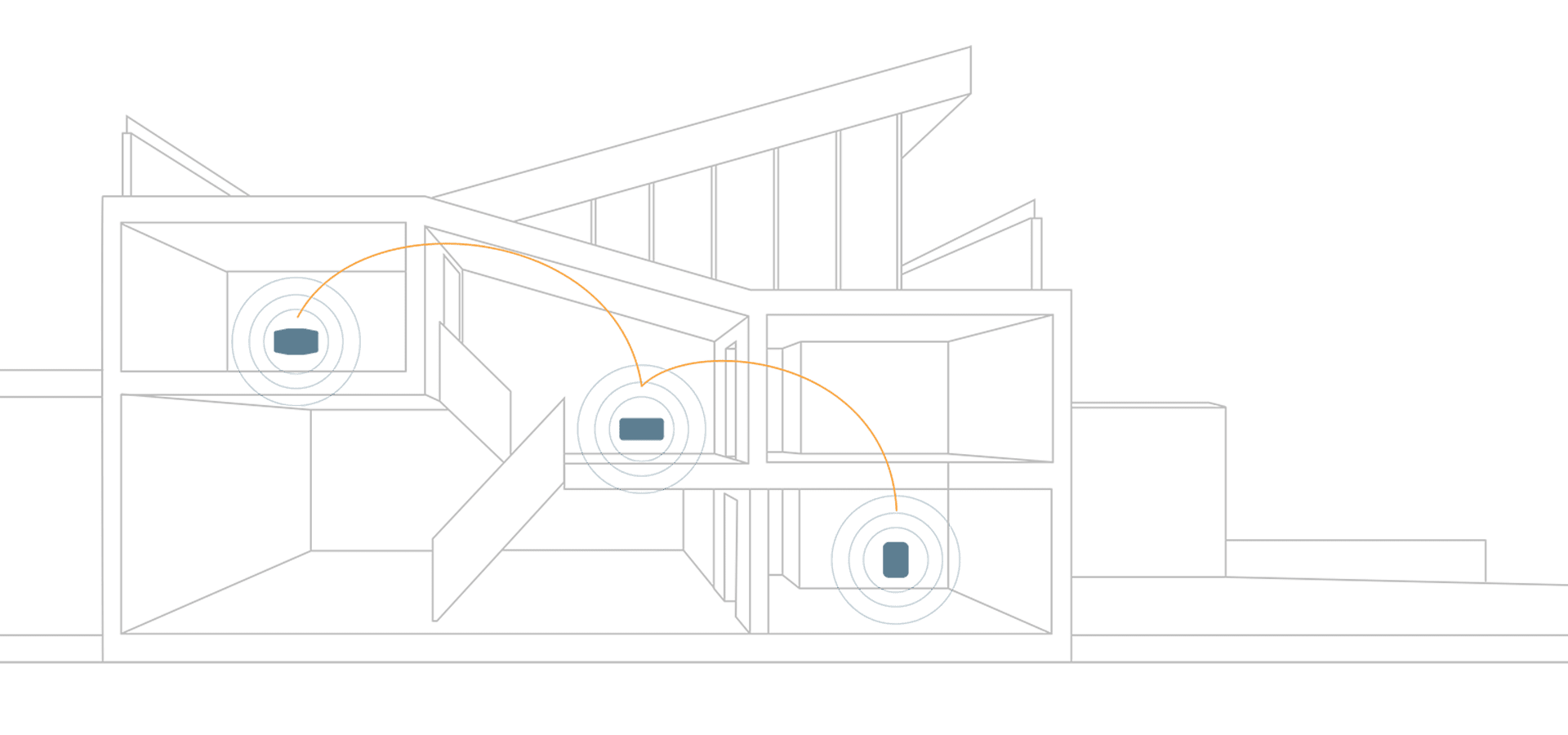 Diagrama de transmisión de música vía WiFi a otras habitaciones.